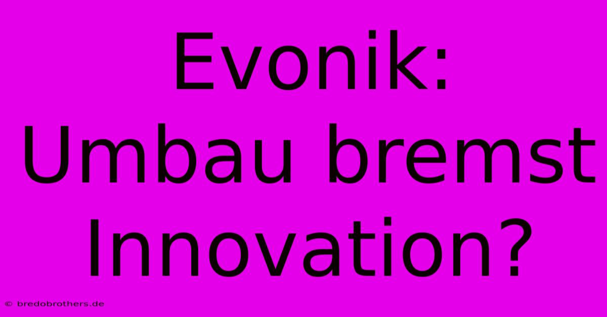 Evonik: Umbau Bremst Innovation?