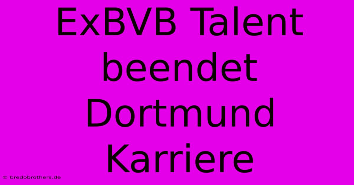 ExBVB Talent Beendet Dortmund Karriere