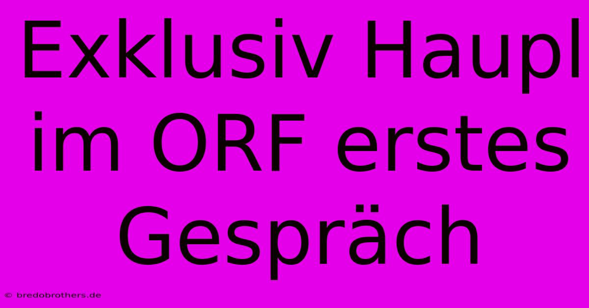 Exklusiv Haupl Im ORF Erstes Gespräch