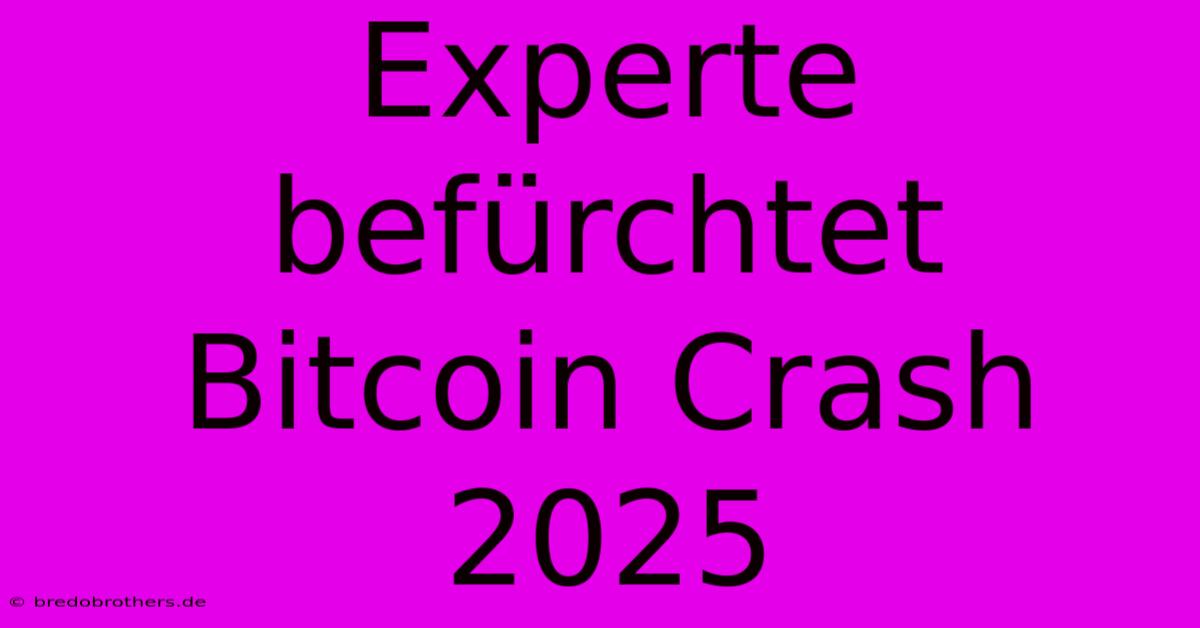 Experte Befürchtet Bitcoin Crash 2025