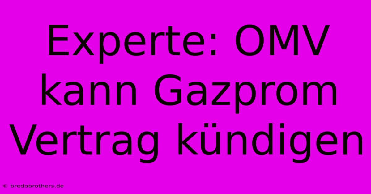 Experte: OMV Kann Gazprom Vertrag Kündigen