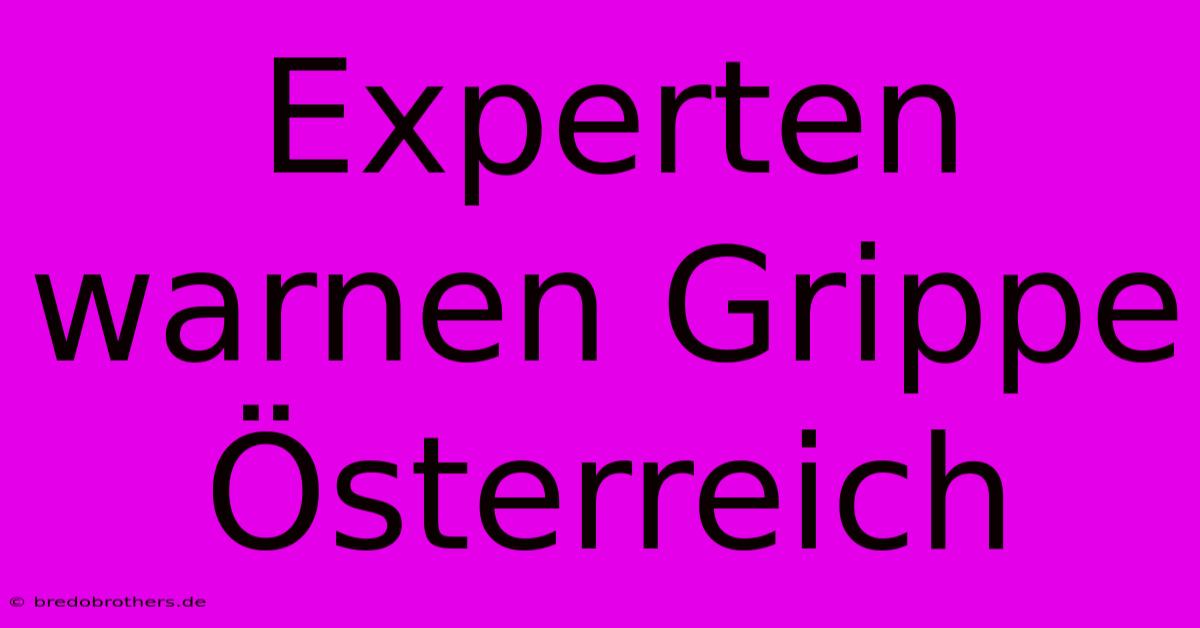 Experten Warnen Grippe Österreich