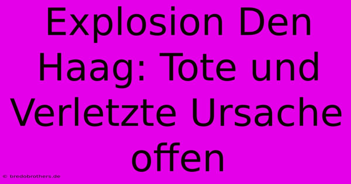 Explosion Den Haag: Tote Und Verletzte Ursache Offen