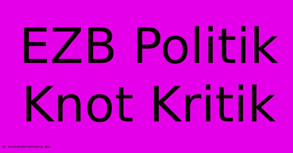 EZB Politik Knot Kritik