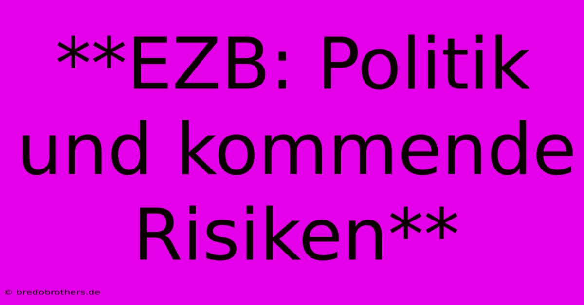 **EZB: Politik Und Kommende Risiken**