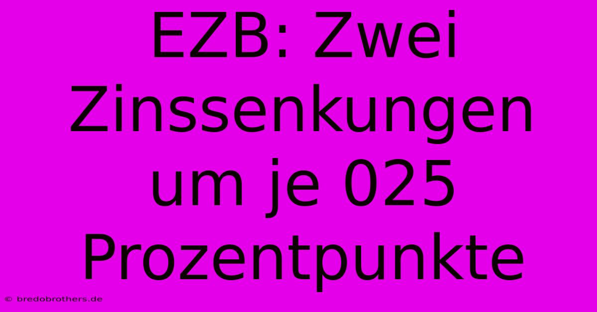 EZB: Zwei Zinssenkungen Um Je 025 Prozentpunkte