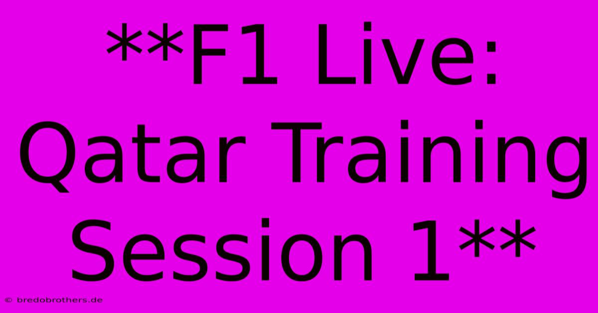 **F1 Live: Qatar Training Session 1**