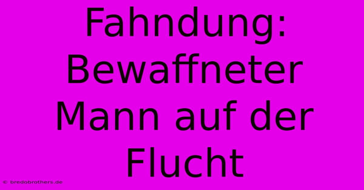 Fahndung: Bewaffneter Mann Auf Der Flucht