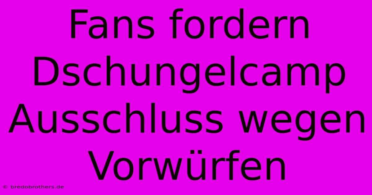 Fans Fordern Dschungelcamp Ausschluss Wegen Vorwürfen