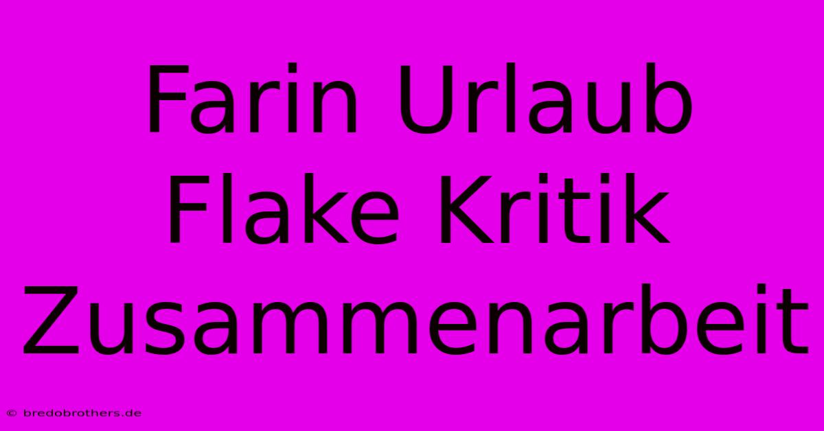 Farin Urlaub Flake Kritik Zusammenarbeit