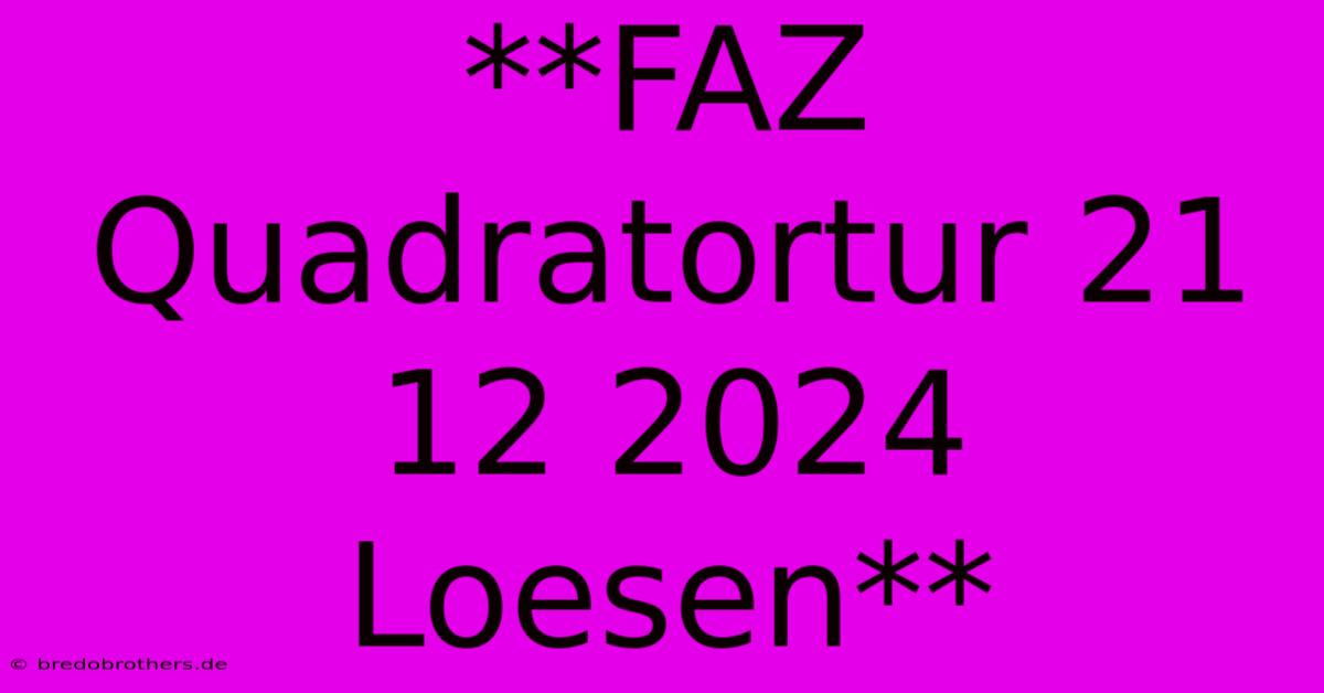 **FAZ Quadratortur 21 12 2024 Loesen**