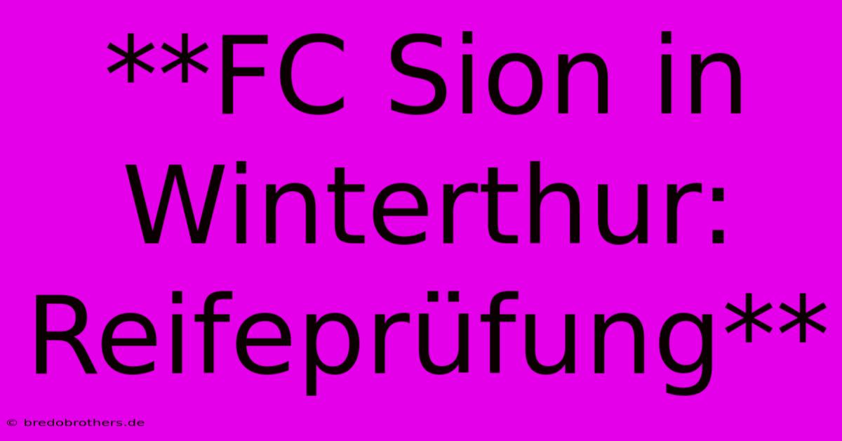 **FC Sion In Winterthur: Reifeprüfung**