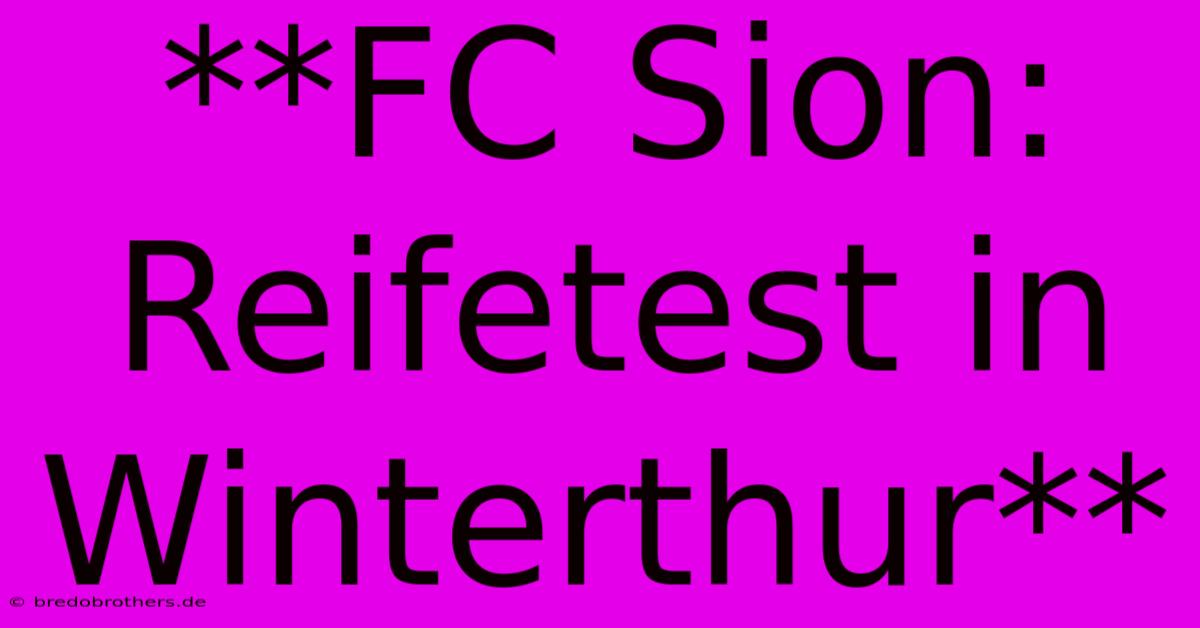 **FC Sion:  Reifetest In Winterthur**