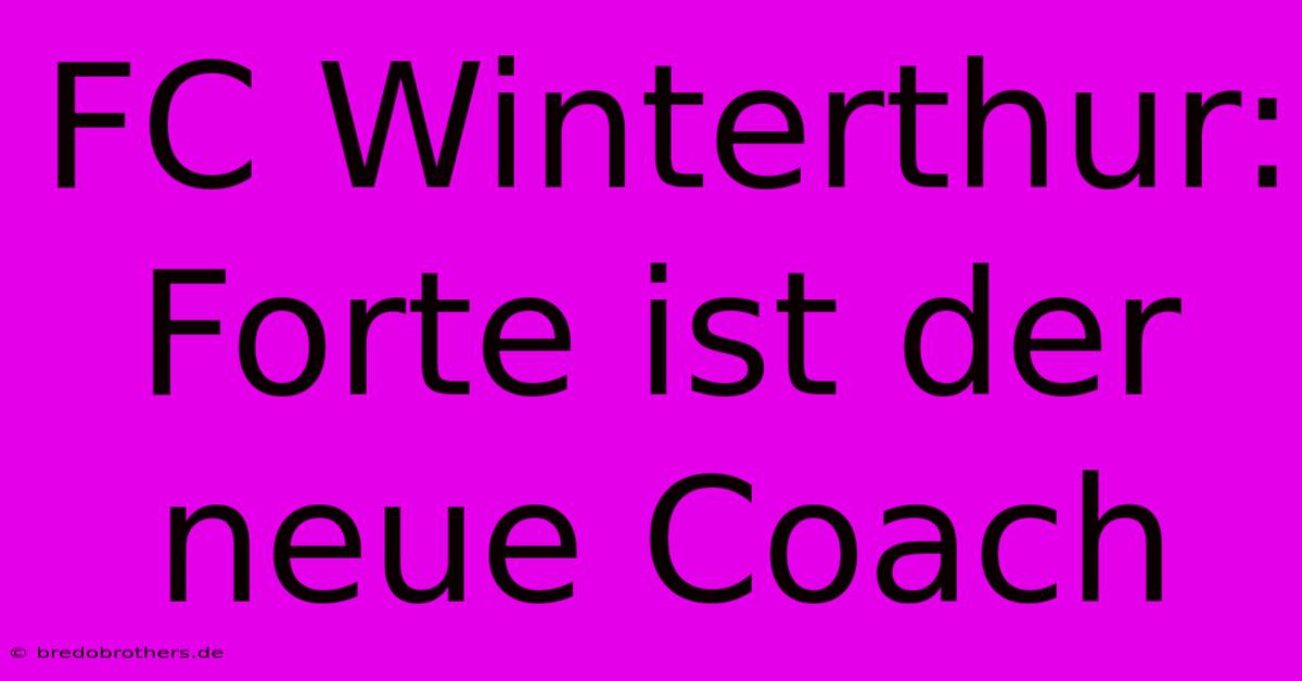 FC Winterthur: Forte Ist Der Neue Coach