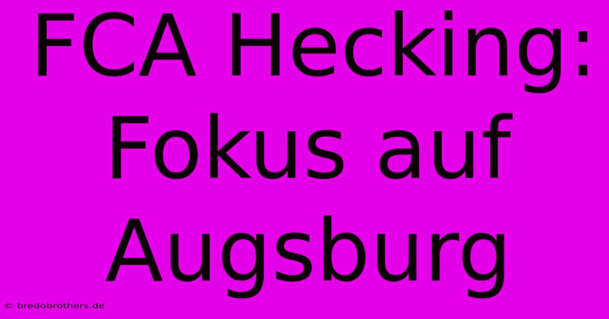 FCA Hecking: Fokus Auf Augsburg