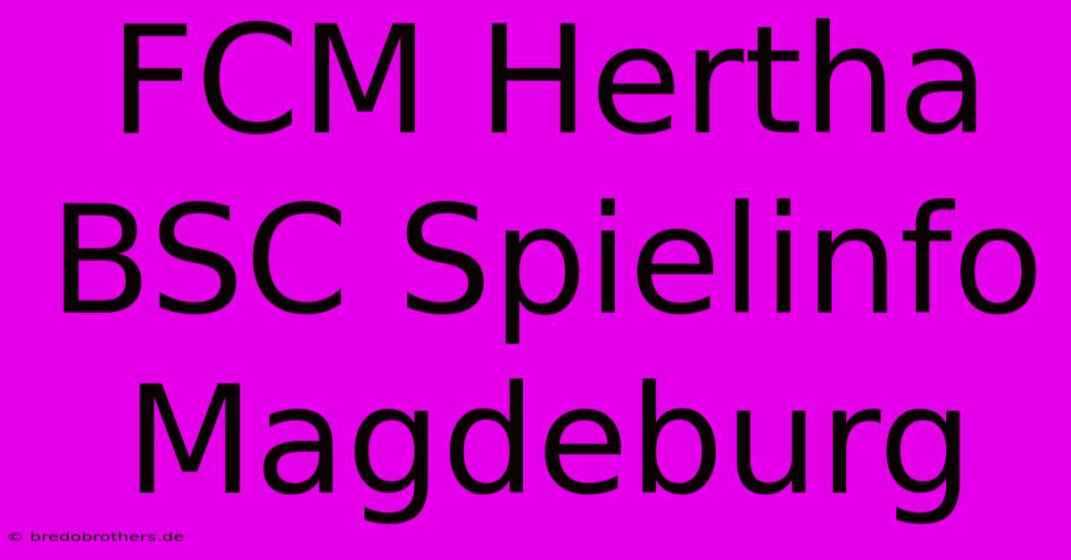 FCM Hertha BSC Spielinfo Magdeburg