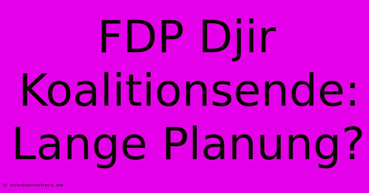 FDP Djir Koalitionsende: Lange Planung?