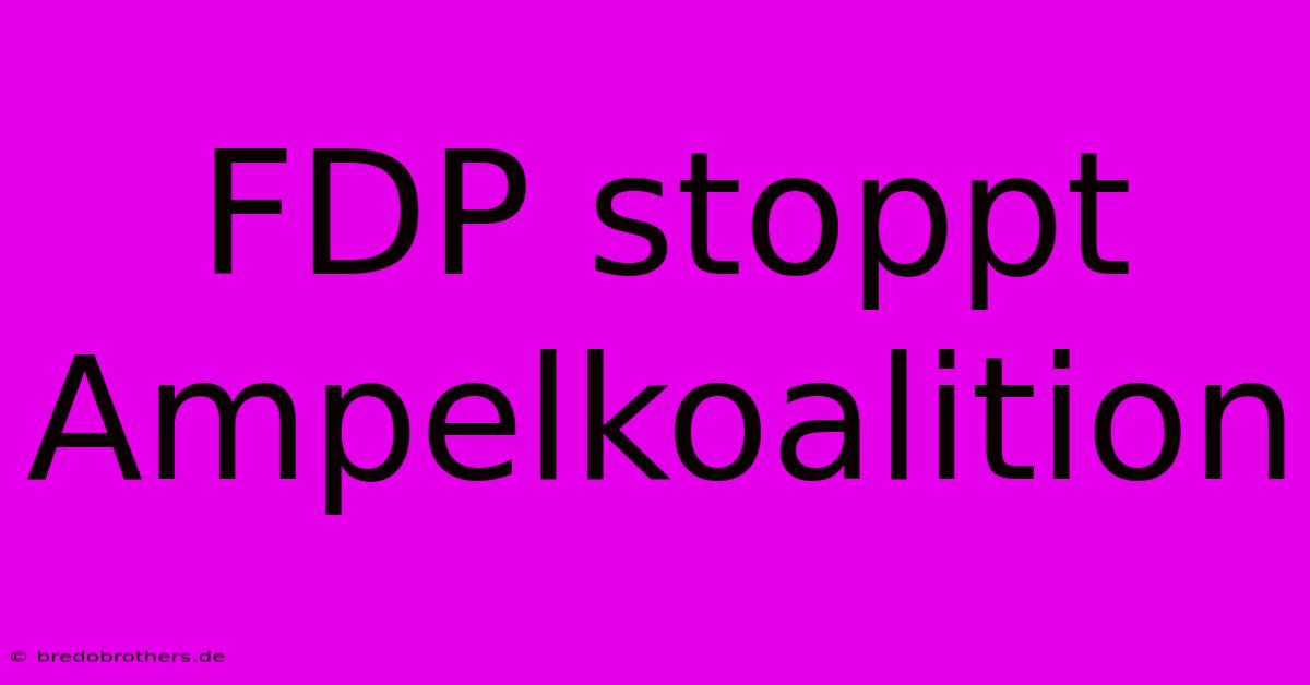 FDP Stoppt Ampelkoalition