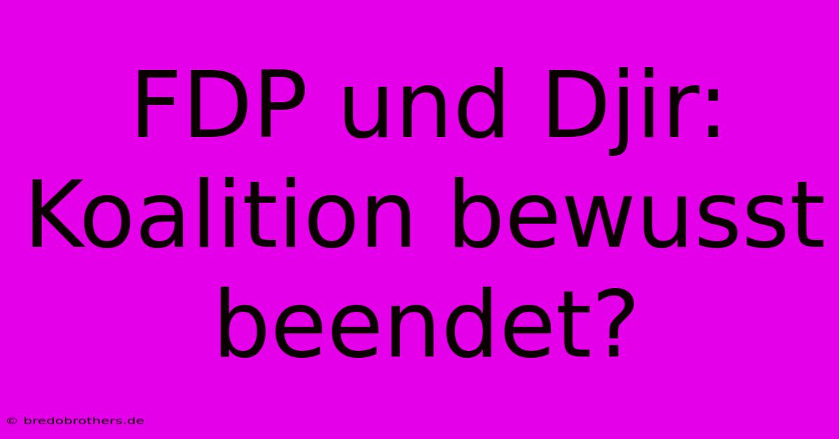 FDP Und Djir: Koalition Bewusst Beendet?