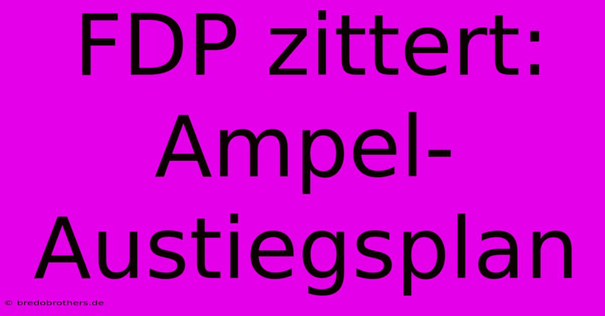 FDP Zittert: Ampel-Austiegsplan