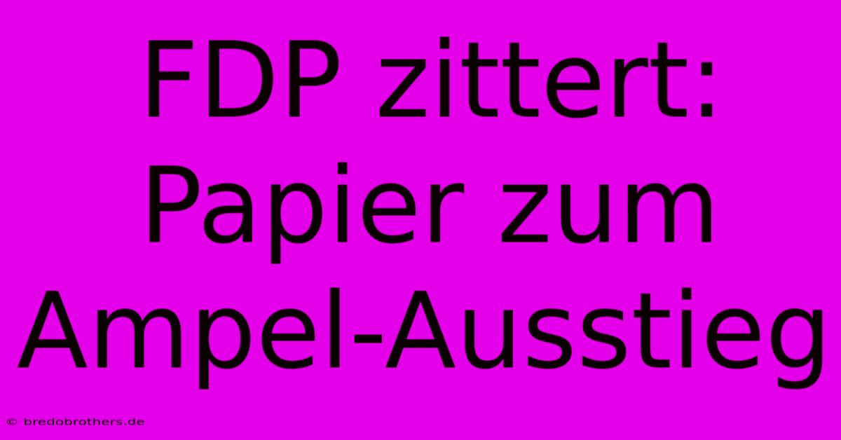 FDP Zittert: Papier Zum Ampel-Ausstieg