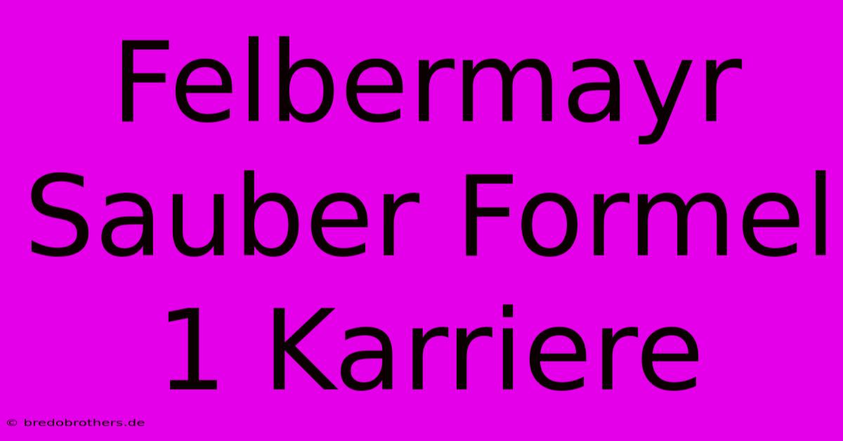 Felbermayr Sauber Formel 1 Karriere