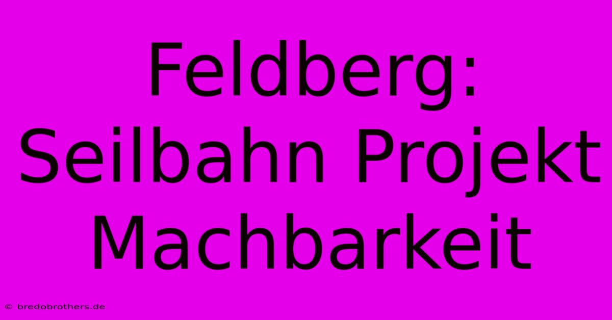 Feldberg: Seilbahn Projekt Machbarkeit