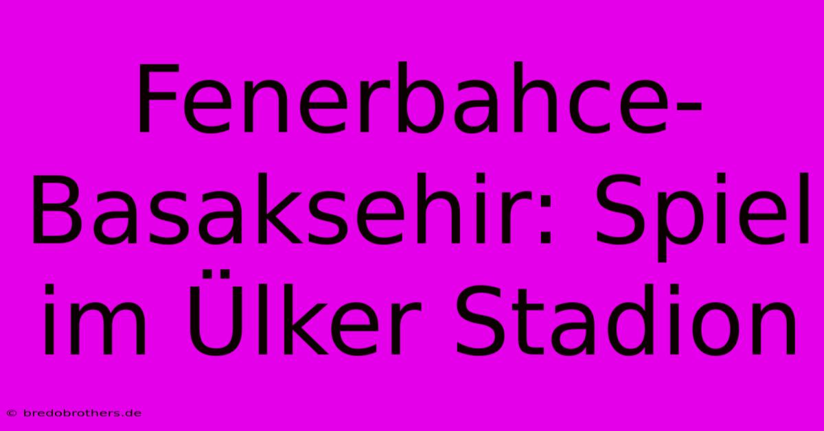 Fenerbahce-Basaksehir: Spiel Im Ülker Stadion