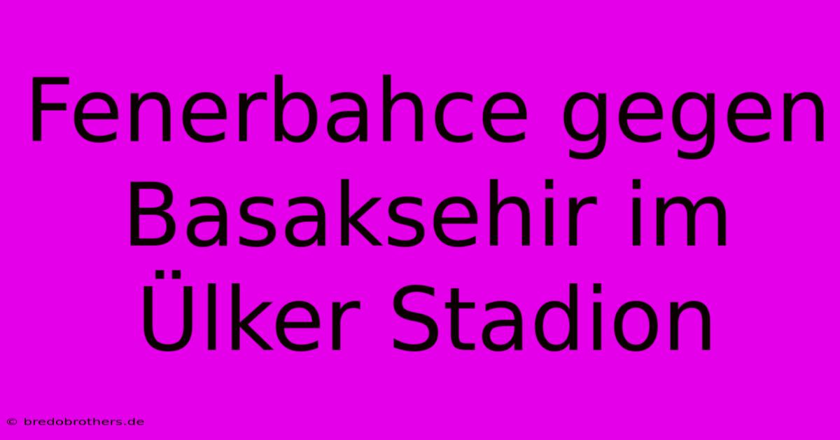 Fenerbahce Gegen Basaksehir Im Ülker Stadion