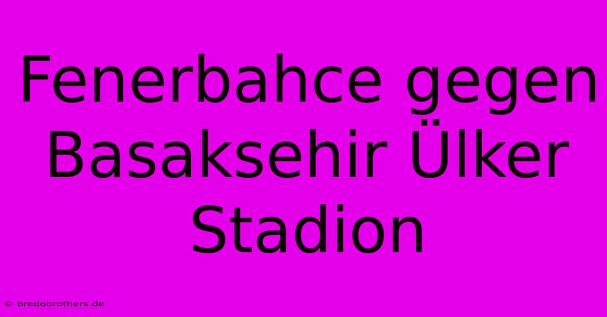 Fenerbahce Gegen Basaksehir Ülker Stadion