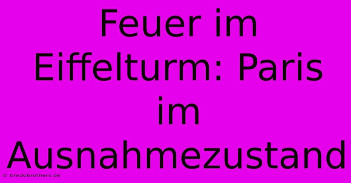 Feuer Im Eiffelturm: Paris Im Ausnahmezustand