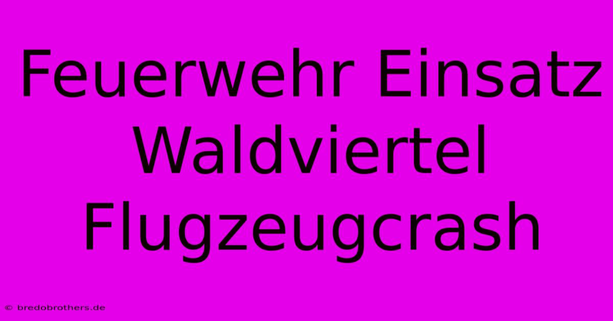 Feuerwehr Einsatz Waldviertel Flugzeugcrash