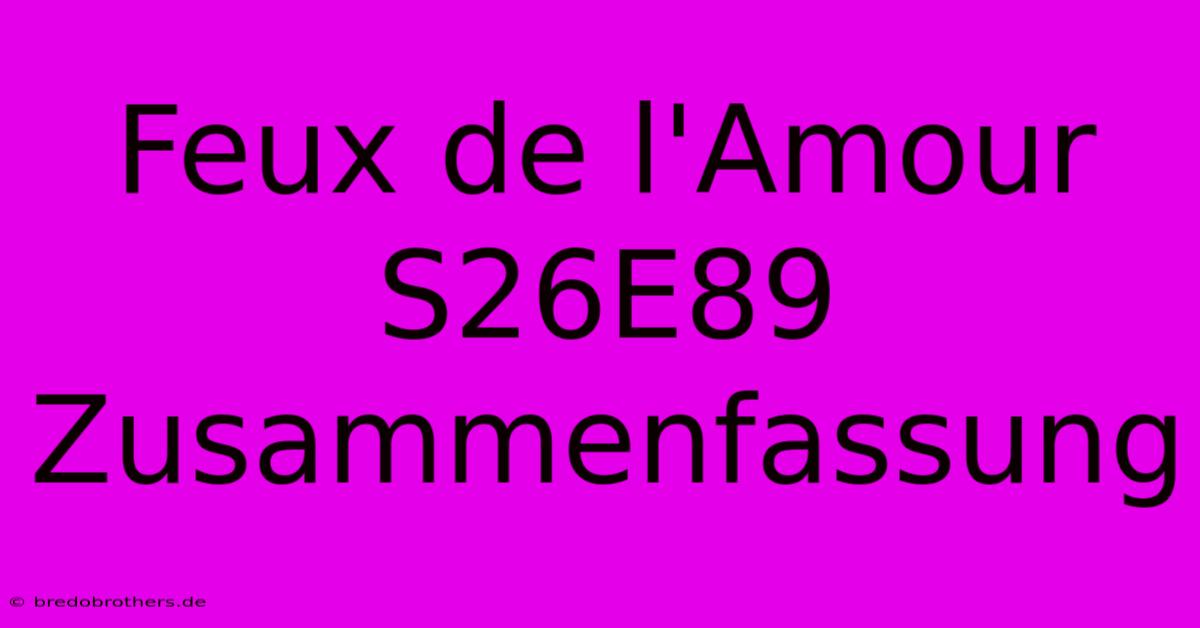 Feux De L'Amour S26E89 Zusammenfassung