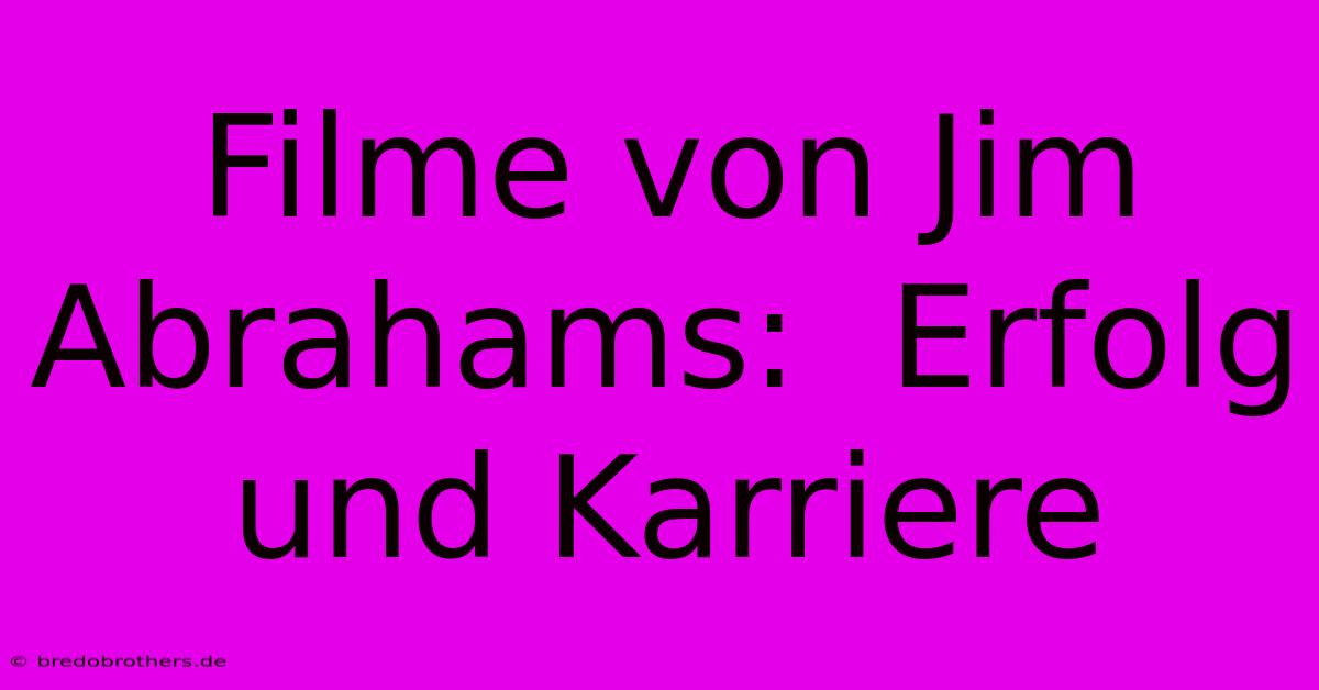 Filme Von Jim Abrahams:  Erfolg Und Karriere