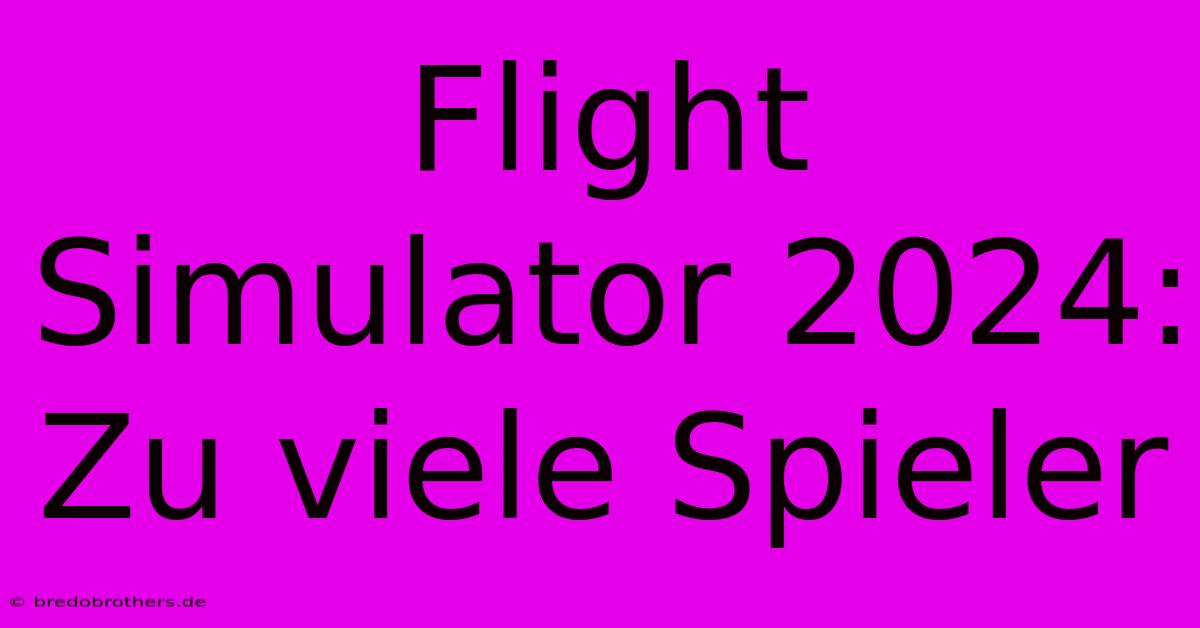 Flight Simulator 2024: Zu Viele Spieler