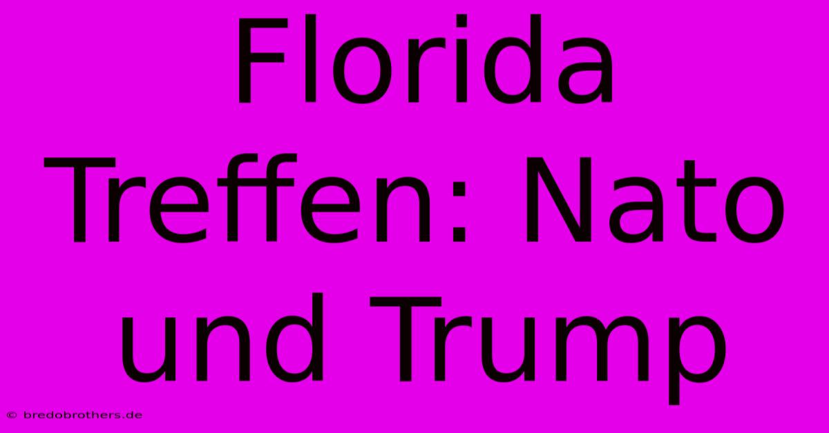 Florida Treffen: Nato Und Trump