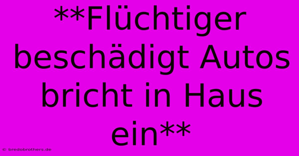 **Flüchtiger Beschädigt Autos Bricht In Haus Ein**