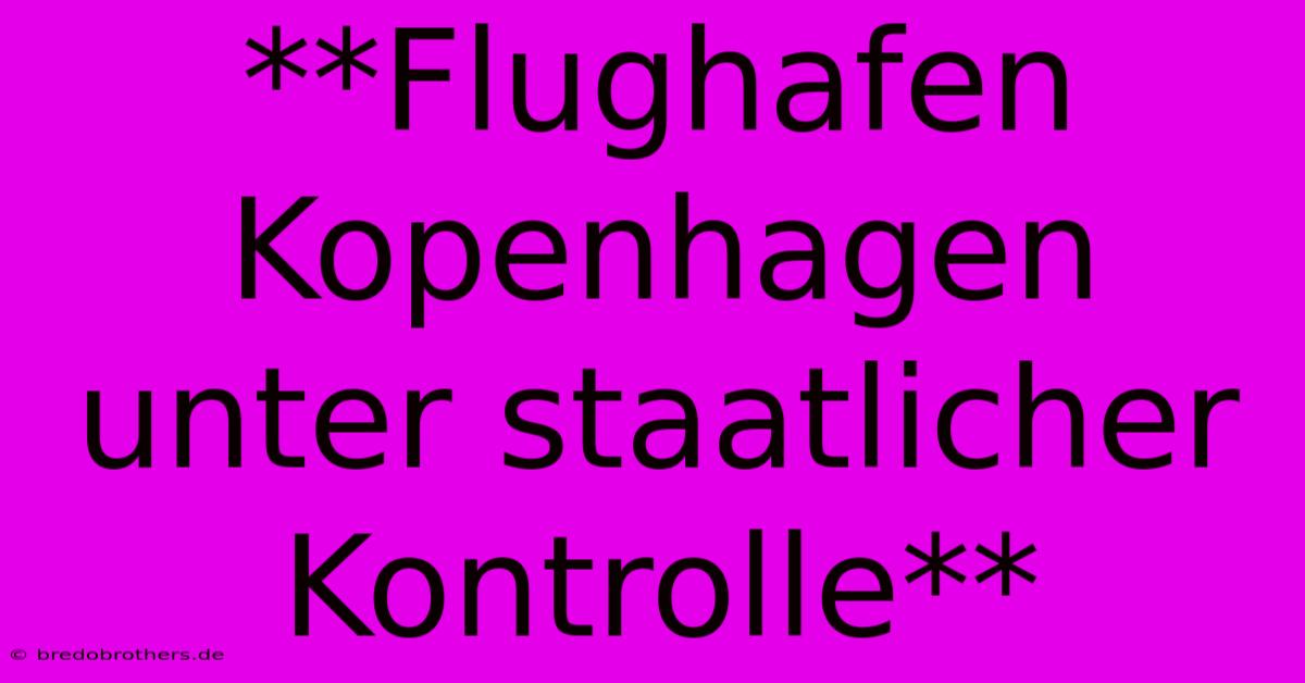 **Flughafen Kopenhagen Unter Staatlicher Kontrolle**