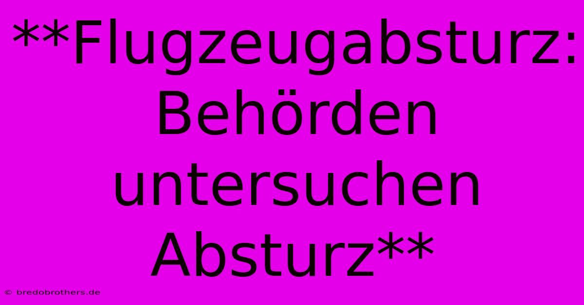 **Flugzeugabsturz: Behörden Untersuchen Absturz**