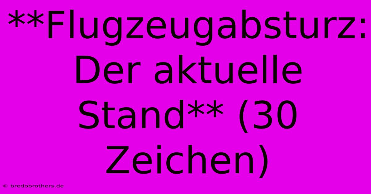 **Flugzeugabsturz: Der Aktuelle Stand** (30 Zeichen)