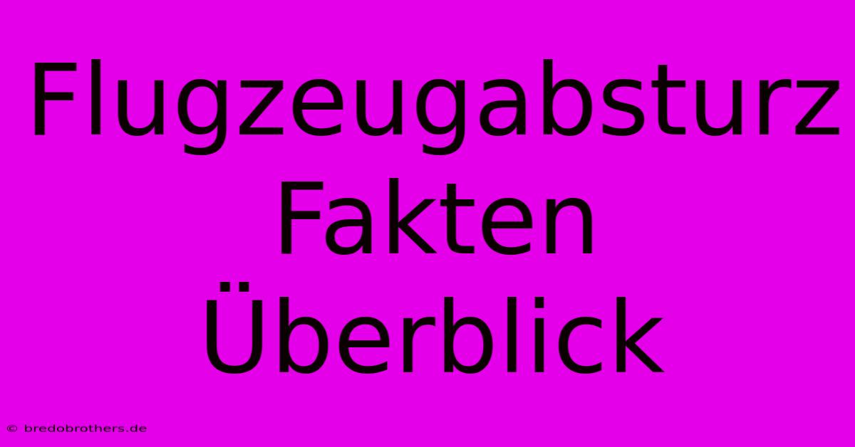 Flugzeugabsturz Fakten Überblick