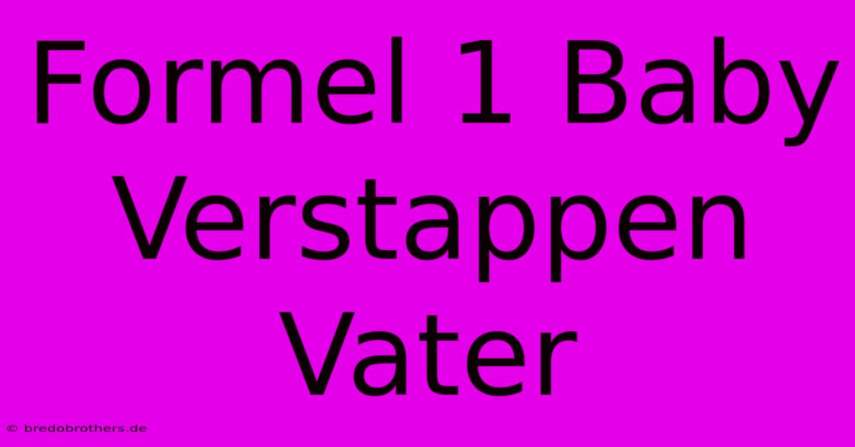 Formel 1 Baby Verstappen Vater