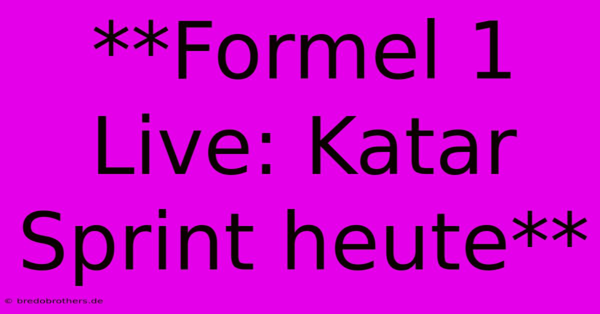 **Formel 1 Live: Katar Sprint Heute**