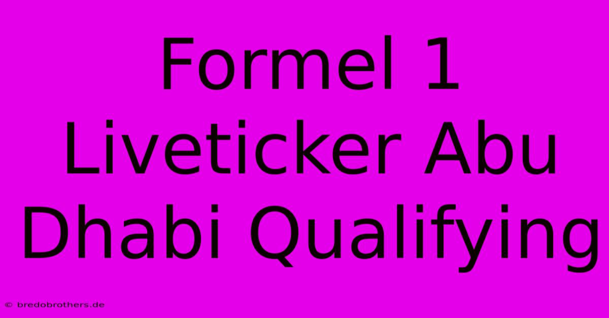 Formel 1 Liveticker Abu Dhabi Qualifying