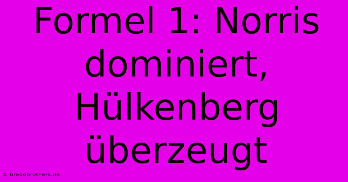 Formel 1: Norris Dominiert, Hülkenberg Überzeugt