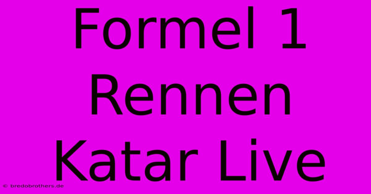 Formel 1 Rennen Katar Live