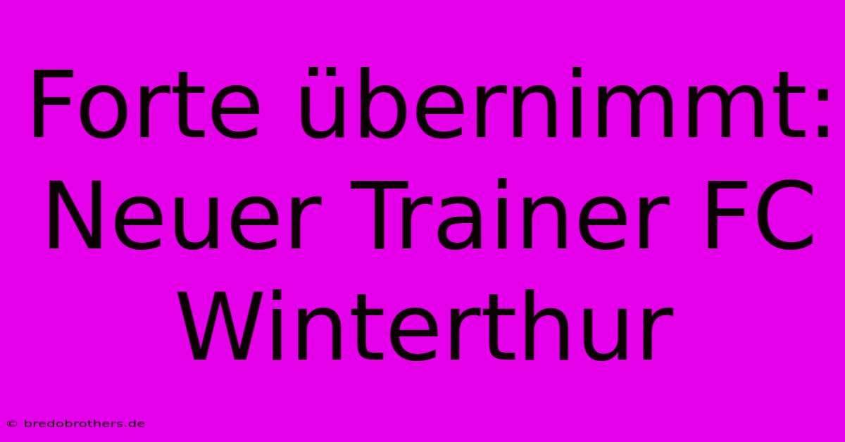 Forte Übernimmt: Neuer Trainer FC Winterthur