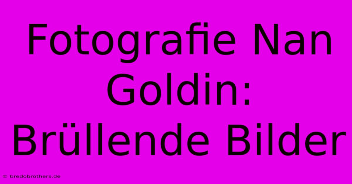 Fotografie Nan Goldin: Brüllende Bilder