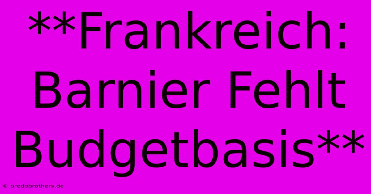 **Frankreich: Barnier Fehlt Budgetbasis**