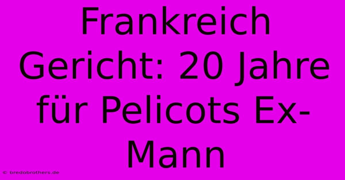 Frankreich Gericht: 20 Jahre Für Pelicots Ex-Mann